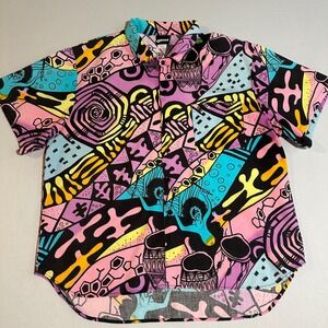 Vintage 80's Trim Surfwear Shirt Men's Lg USA Made Multicolor Tribal Print Rare